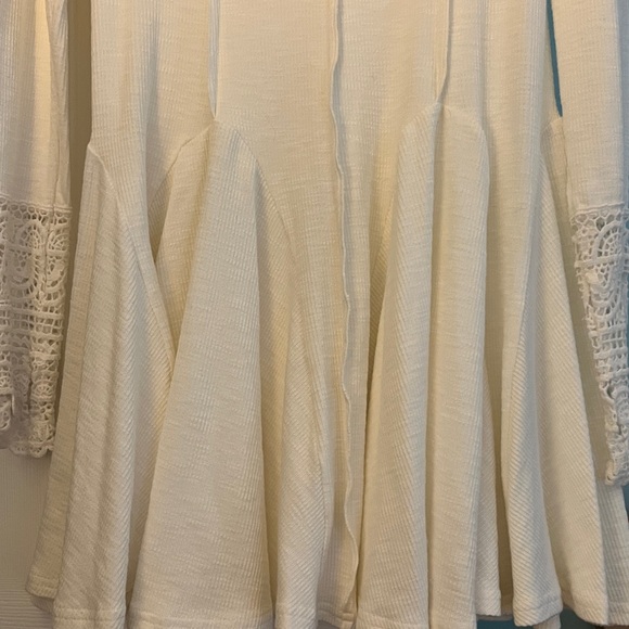 Free People Cream Ribbed Top - Picture 2 of 7